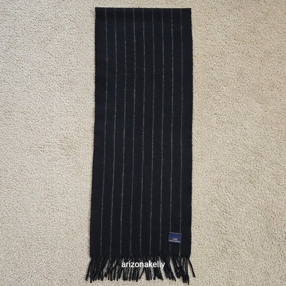 Brooks Brothers 346 Lambswool Black Pinstripe Scarf - Picture 2 of 10